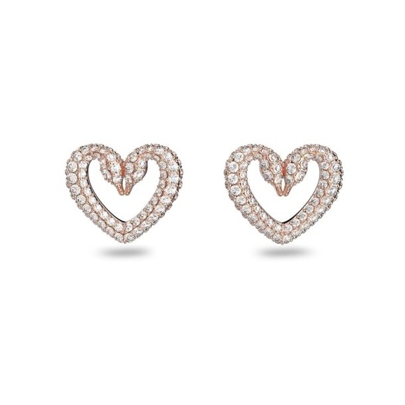 $185 MRSP | Swarovski - Una Stud Heart Crystal Earrings | Rose Gold - Picture 3 of 9